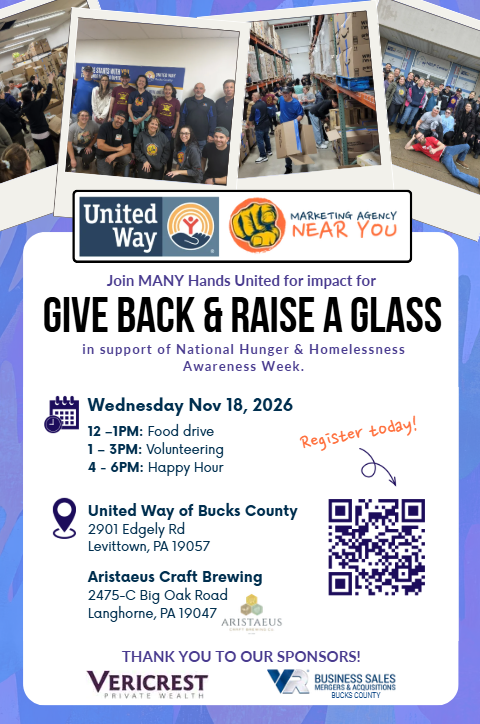 MANY Hands United for Impact Announces “Give Back & Raise a Glass” Community Volunteer Day in Bucks County