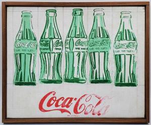 Silkscreen on canvas signed and dated by Andy Warhol, titled 5 Coke Bottles, inscribed “Merry Christmas, 1962” (estimate: $50,000-$75,000).
