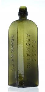 Russ’s Aromatic Schnapps (N.Y.) bottle with applied top and smooth base, olive green in color ($3,450).