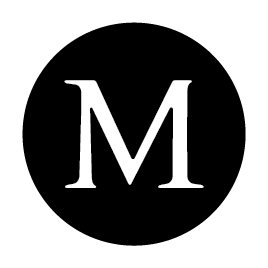 logo for menadena is a white capital M in a black circle