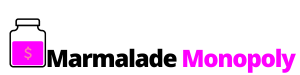 Marmalade Monopoly- logo image of jar with pink dollar sign on the front