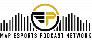 MAP Esports Podcast Network logo, podcast arm of MAP Esports Network, listen on all major podcast platforms