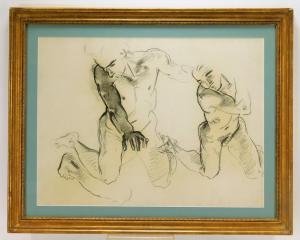 A figural charcoal on paper drawing by the renowned and well-traveled portrait artist John Singer Sargent (Mass