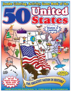 Jumbo coloring and activity book of all 50 US States and Capitals