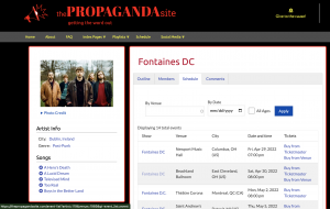 The Propaganda Site Artist Page Schedule Tab