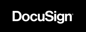 Black background with white text, Docusign