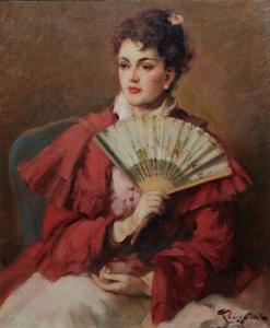 Early 20th century oil on canvas Portrait of a Lady with Fan by Fernand Toussaint (French / Belgian, 1873-1956), artist signed lower right (est. $3,000-$5,000).