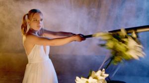 Kelsie Kimberlin Smashes A Vase Of Flowers With A Baseball Bat