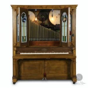 An early 20th century Seeburg “G” style Orchestrion coin-op machine sold for $24,780, a 27-inch Orchestral Regina upright music box from 1898 finished at $21,240, and an 1892 Swiss George Baker & Company cylinder music box fetched $10,030 in an online auction held September 19th by Miller & Miller Auctions, Ltd