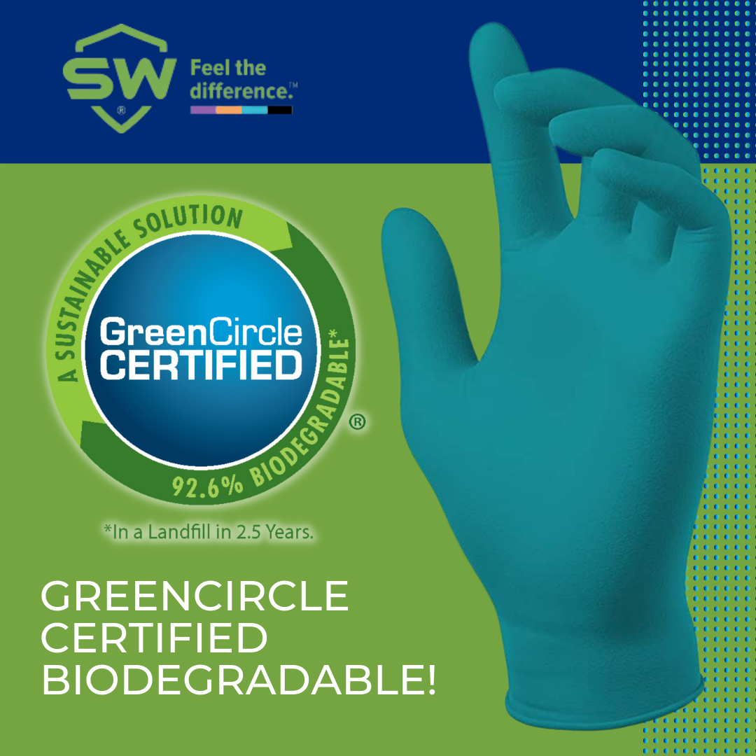 Sustainability SW’s Ecotek Biodegradable Nitrile Exam Glove is now