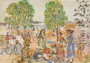 Watercolor and pastel on paper by Maurice Prendergast (American, 1858-1924), titled Picnic, artist signed ($187,500).