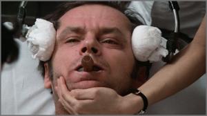 Jack Nicholson being electroshocked in movie