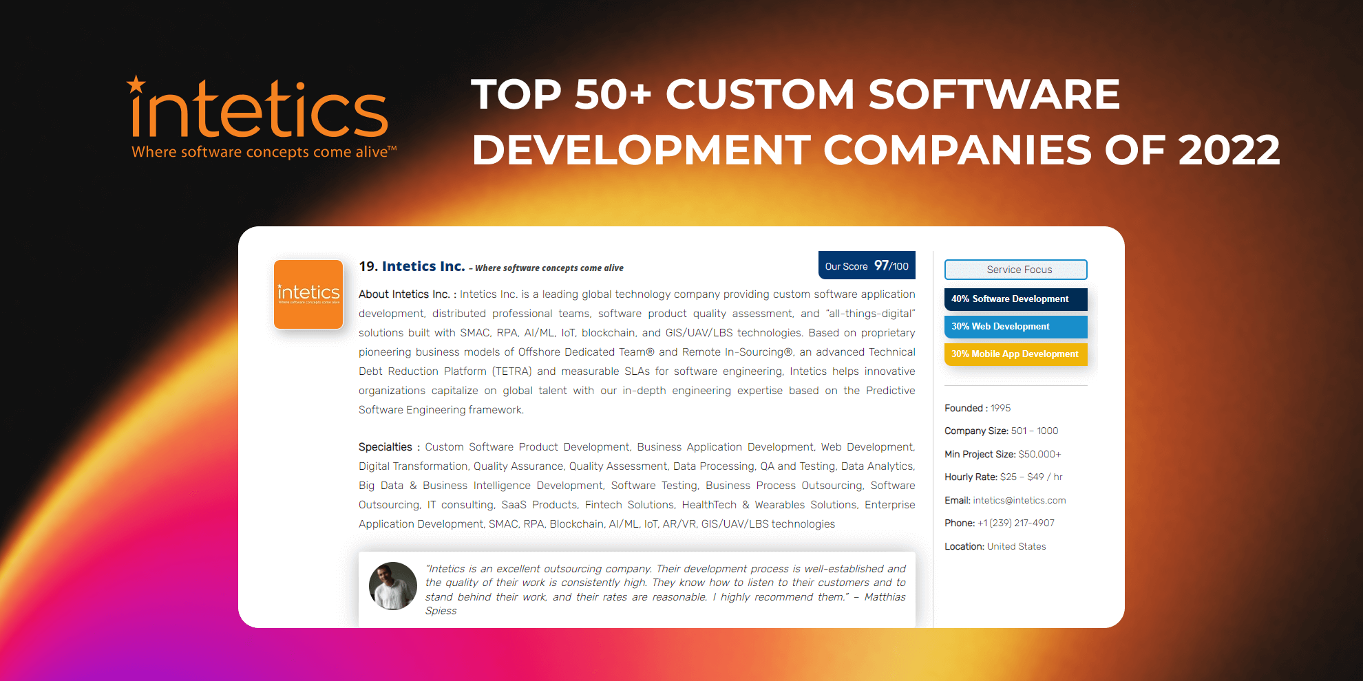 SoftwareWorld Names Intetics Among Top 50+ Custom Software Development ...