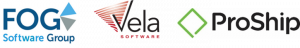FOG Software Group has appointed Bill Schroeder as President of ProShip, Inc Logos of FOG Software, Vela Software, and ProShip Inc.