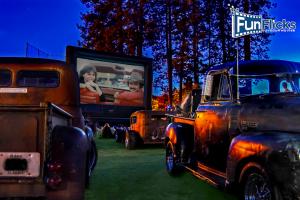 Enjoying a social distancing outdoor drive-in movie