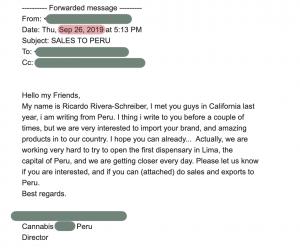Date and message of Initial Contact in Peru.