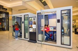 ZenSpace, pioneer of the on-demand, flexible, smart meeting space today announced arrival today at Westfield Oakridge Mall ZenSpace Westfield Valley Fair Pods In Use Meeting phonebooth workspace URW
