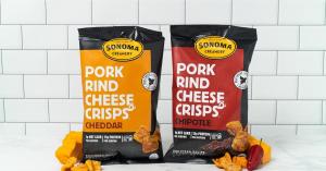 Pork Rind Cheese Crisp flavors: Cheddar and Chipotle