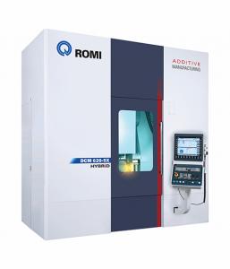 Romi USA has introduced the DCM 620-5X Hybrid 5-Axis vertical machining center with additive and subtractive machining capabilities Romi DCM 620-5X Hybrid Vertical Machining Center