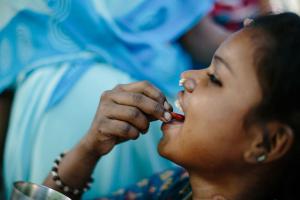 Young girl in Nepal receives preventive treatment (SDR-PEP) for leprosy