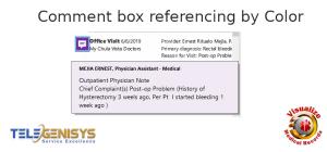 Comment box referencing by Color