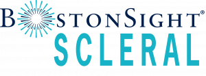 Logo for BostonSight SCLERAL lenses, teal and navy with eye burst icon