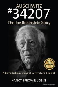 Cover of the book about Holocaust survivor Joe Rubinstein. The book is titled: Auschwitz 34207 - The Joe Rubinstein Story