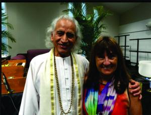 Peggy Sealfon with Yogi Amrit Desai with whom she trained in Yoga Nidra. She also compiled his teachings in the book Embodying the Power of the Zero Stress Zone