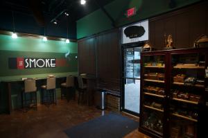 A peek inside the front area of the  cigar lounge at The Smoke Ring in Webster Texas