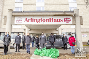 The Iglesia Ni Cristo (INC) or Church Of Christ distributed more than 550 care packages (containing hand sanitizers, face masks, and vitamin C supplements) to the following organizations: Lloydminster Men’s Shelter, Arlington Haus, Autumn House, 529 Country Club, Willow Centre, and North End Community Renewal Corporation <img src="image3.png" alt="Group photo at Arlington Haus with volunteers from Iglesia Ni Cristo" />