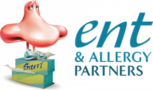 Image of cartoon nose shaped mascot next to the words E N T and Allergy Partners