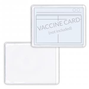 Two clear plastic pockets with a vaccination card inside