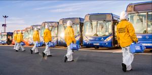 They fog entire fleets of buses to prevent the spread of the virus.