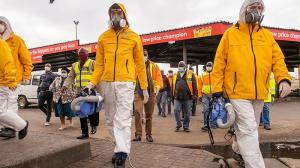 Scientology Volunteer Ministers of South Africa carry portable foggers to decontaminate all the taxis in this fleet.