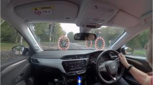 A view from one of the 360 degree videos on the Young Driver app showing how to deal with pedestrian crossings. CREDIT Young Driver