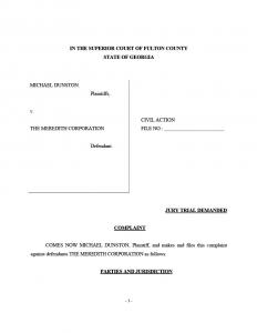 Court Filed Documents Mike Dunston vs. Meredith Corporation