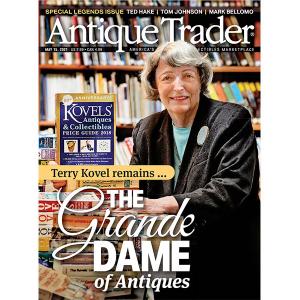 Terry Kovel pictured on the cover of Antique Trader