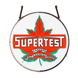 Canadian Supertest Service Station double-sided porcelain hanging sign from the 1940s, 60 inches in diameter  (CA$21,240).