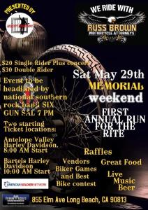 Run for The Rite and A Night of Southern Rock to Benefit Veterans Memorial Day Weekend
