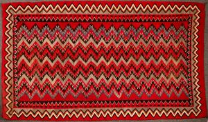 Beautiful, circa 1880-1920 Red Mesa Navajo rug, a gorgeous example, 5 feet by 8 feet 5 inches ($5,000).