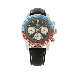 Tag Heuer Autavia GMT 2446C watch from 1972 featuring an amazing Pepsi bezel (the color of which still pops) (est. CA$18,000-$20,000).