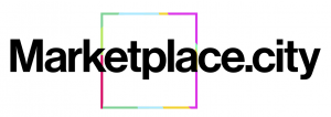Marketplace.city logo, a multi-colored line drawn in a square around the title, "Marketplace.city."