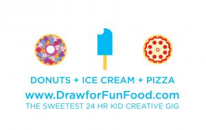 InaMinute 9 Year Old Girl inspired the colors for this logo #inaminute #drawforfood www.DrawforFood.com