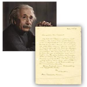Typed letter written in German and signed by Albert Einstein to President Herbert Hoover in 1929 (est. $50,000-$55,000).
