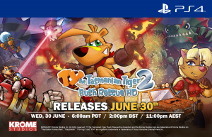 TY the Tasmanian Tiger 2: Bush Rescue HD launches June 30th on PS4