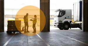 Shows a warehouse as part of the digital supply network
