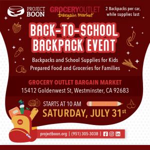Back-to-School Backpack Event Westminster Flyer