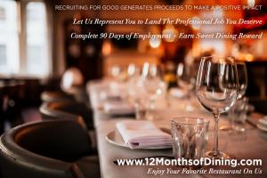 Submit your resume, complete 90 days of employment, and enjoy 12 months of dining for good  #landsweetjob #12monthsofdining #makepositiveimpact www.12MonthofDining.com