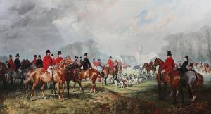 Oil on canvas painting titled The Meet by Joseph Francis Walker (British, fl.1857-1889), 42 inches by 78 inches (estimate: $8,000-$12,000).