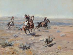 The Coeur d’Alene Art Auction brought a strong total of over $ 17 Charles M. Russell, Roping a Wolf (1904), Sold for $1,770,000 in Coeur d'Alene Art Auction's Fine Western & American Art Auction